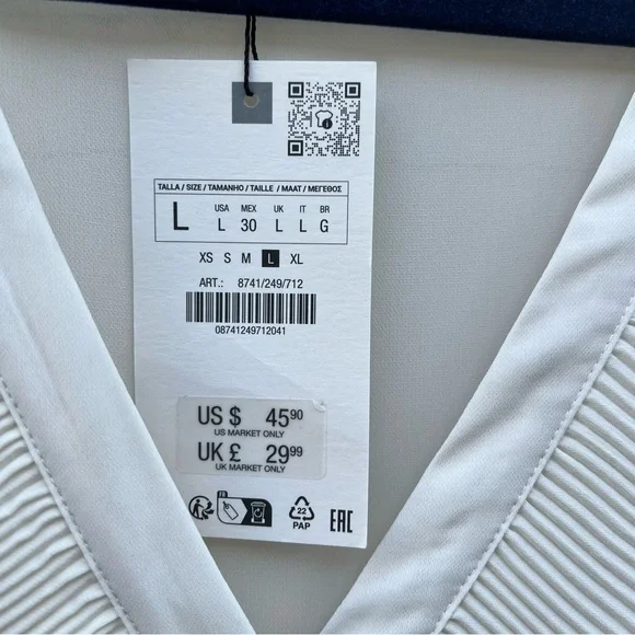 Zara Cream Blouse with Black Trim - Picture 9 of 9